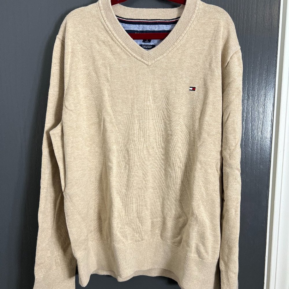 Tommy Hilfiger V-Neck Sweater (Beige, Medium)